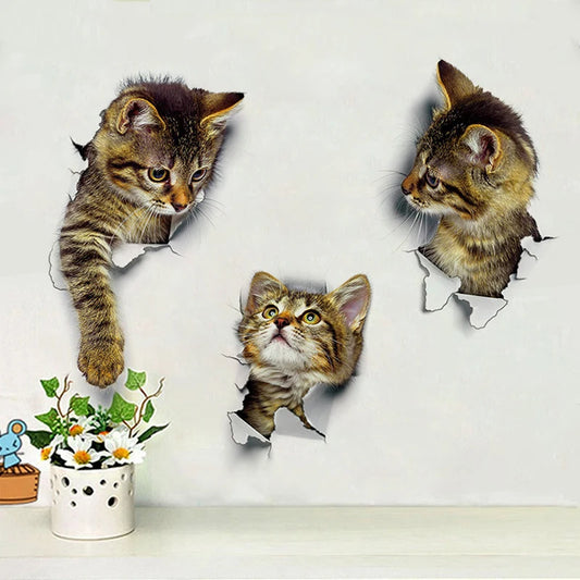 3D Cat Wall Sticker – Eco-Friendly PVC Wall Decor