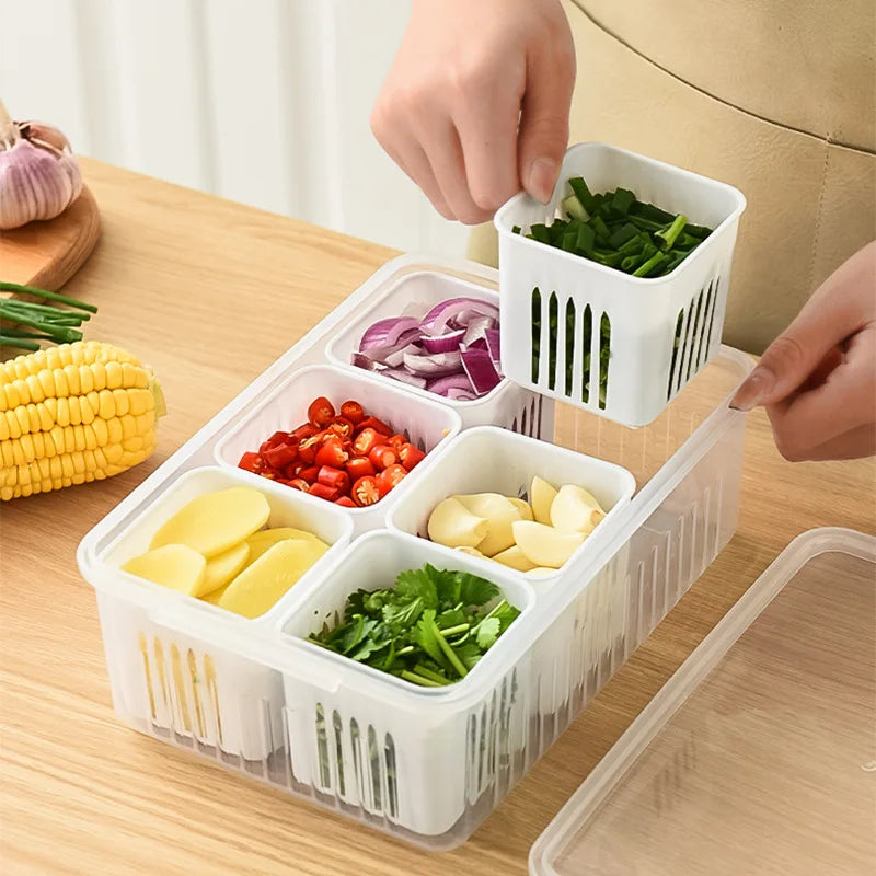 Refrigerator Storage Box with 4/6 Grids