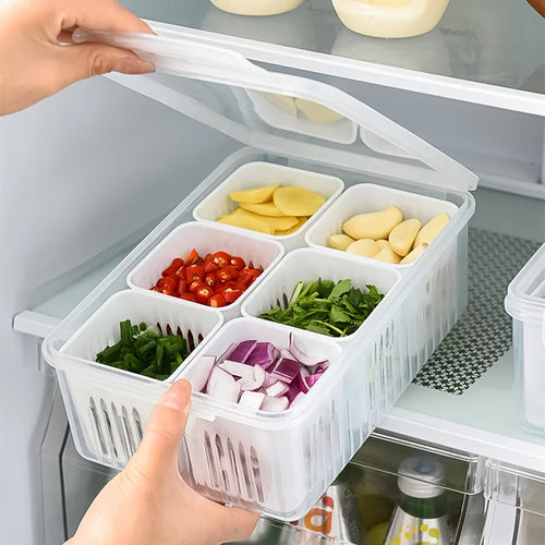 Refrigerator Storage Box with 4/6 Grids