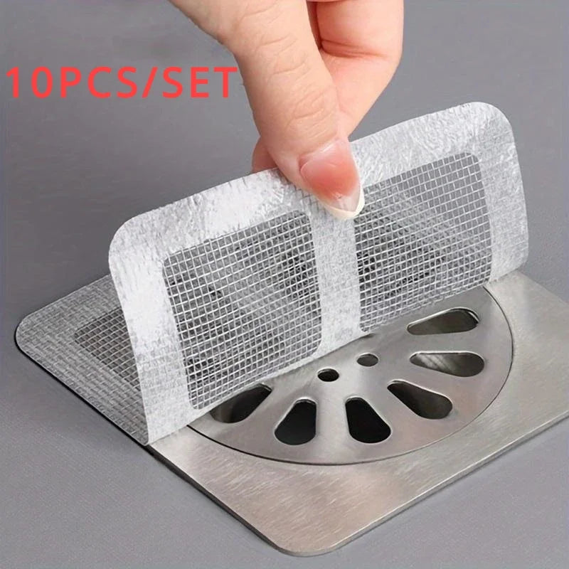 10pcs Disposable Shower Drain Covers Hair Catcher Mesh