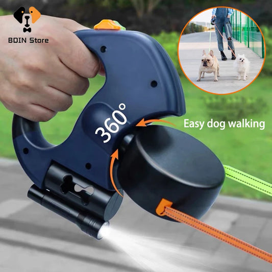 Two Dog Leash 360° Retractable Roulette