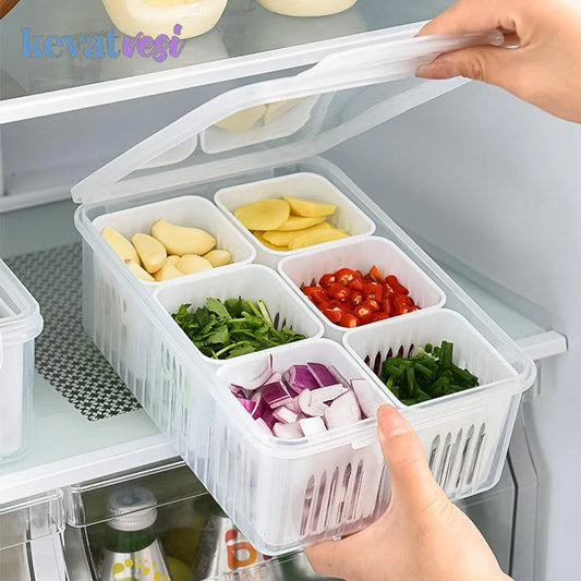 Refrigerator Storage Box with 4/6 Grids