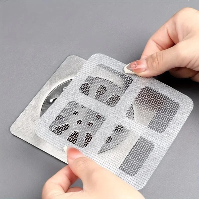 10pcs Disposable Shower Drain Covers Hair Catcher Mesh